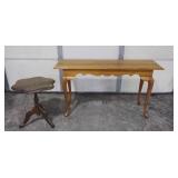 Sofa table and a tilt top accent table