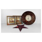 Wall art, metal star, Live Love Laugh wall clock