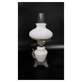 Glass parlor lamp, stands 19" to top of chimney
