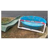 3 pieces pool, net, sliding board