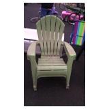 Pair of Outdoor Chairs, green poly made,