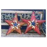 Two tin Decor stars. Patriotic colors, 18"