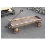Wagon, newer Barn board made flat Bed Wagon fixed
