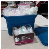 Storage Tote with Plastic Zip Lock Storage Bags,