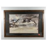 Asian style print, signed and numbered, crease in