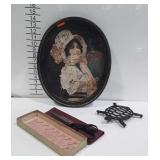 Wiss scissors,  Coca-Cola tray, rough condition