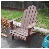 Outdoor wood Lawn Chair, brown chippy paint yet