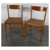 Pair of Danish Style Side Chairs, Teak frame with