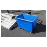 Blue poly Bin on rollers, 32x22x24" high