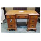 Double pedestal maple desk, very solid, weighty