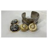 Costume jewelry, elephant cuff bracelet and two