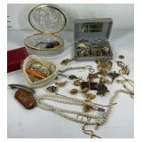 Jewelry, heart basket container and glass dresser