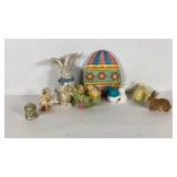Easter decor, rabbit and bird figures, egg treat