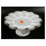 Pedestal glass egg plate