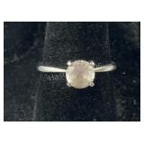 Sterling silver engagement ring with clear stone