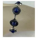 Lapis lazuli bracelet stainless steel 7.5in