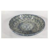 Blue spongeware 13 inch serving bowl, made in