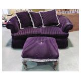 Fabulous purple velour loveseat with 3 pillows