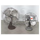 Two Vintage Electric Fans, Table top Style, 8"