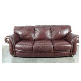 Three cushion sofa, leather look, 90" wide, sofa