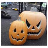 2 Outdoor Lighted Jack-O-Lantern Pumpkins.