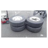 Set of 4 Automotive Tires with Wheels. 5 lug