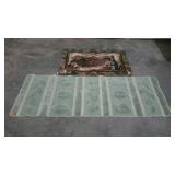 Two throw rugs. One with tags. Leaf relief is