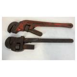 Two pipe wrenches, Pexjo B&O and Ridgid