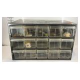 Hardware organizer with some misc buttons and