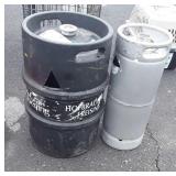 2 Empty Beer Kegs, poly and aluminum but both