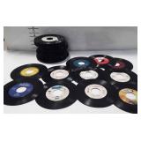 Stack of records,  no covers.  Johnny Dollar, the