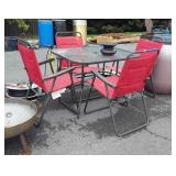 5pc Outdoor Table Set, aluminum framed, 32x38"