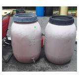 Two Poly Barrels used for Rain water Collection,