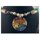 Blue howlite multi gemstone carved Buddha pendant