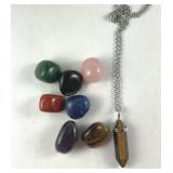 South African tigers eye pendant 20in with 7