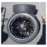 Three Automotive Tires with Wheels, 5 lugs,
