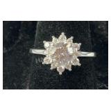 Size 7 Sterling 1.9ct simulated diamond sunburst