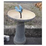 Concrete Bird Bath, 2pc 16" bowl with Blue Burd,