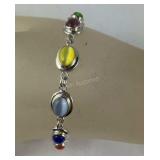 Sterling silver multi stone bracelet 8in