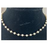 Sterling silver and pearl beaded necklace 16in
