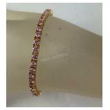 Gold over sterling silver pink stone bracelet