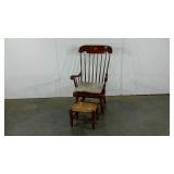 Rocking chair and rush seat foot stool, condition