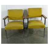 Two vinyl arm chairs, mid-century style, very