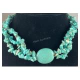 Turquoise chip beaded 16in