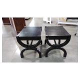 Pair of end tables, wear and marked as shown