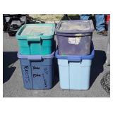 4 Storage Totes, dirty from use but still good
