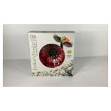 Glass birdbath feeder with ground stake, new in