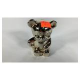 Silverplate  teddy bear bank, 5 inches tall