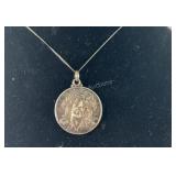 Sterling silver Christ charm with chain 18in