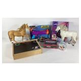 Toys, horses, Nerf super soaker, car shaped